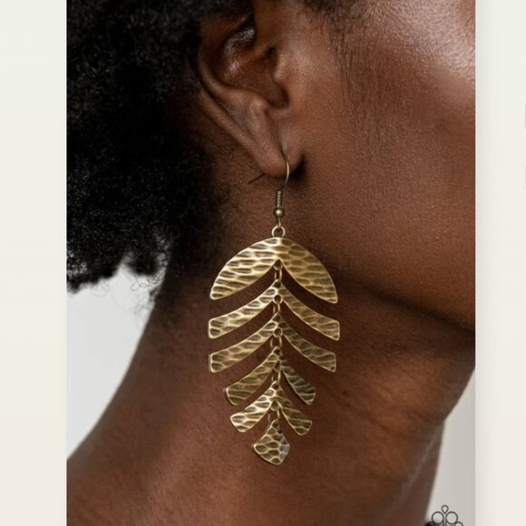 Brass Palm Lagoon Earrings